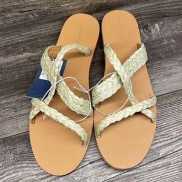 Universal Thread Opal Strappy Slide Sandals Sage 7 - Picture 1 of 10